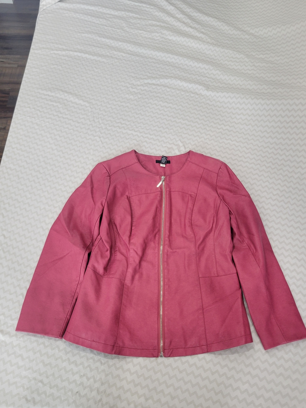 Alfani Dusty Rose Zip-Front Faux Leather Jacket Size Small